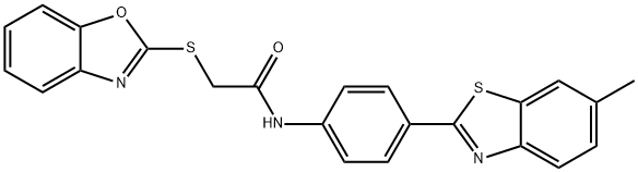 2-(1,3-benzoxazol-2-ylsulfanyl)-N-[4-(6-methyl-1,3-benzothiazol-2-yl)phenyl]acetamide 结构式