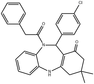 11-(4-chlorophenyl)-3,3-dimethyl-10-(phenylacetyl)-2,3,4,5,10,11-hexahydro-1H-dibenzo[b,e][1,4]diazepin-1-one Structure