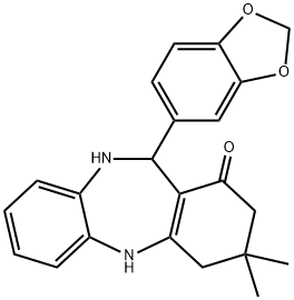 11-(1,3-benzodioxol-5-yl)-3,3-dimethyl-2,3,4,5,10,11-hexahydro-1H-dibenzo[b,e][1,4]diazepin-1-one Structure