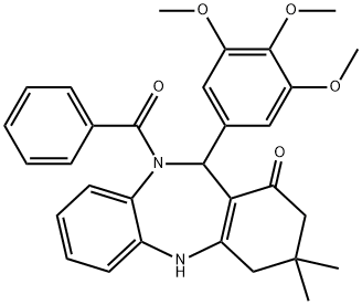 312622-00-7 10-benzoyl-3,3-dimethyl-11-(3,4,5-trimethoxyphenyl)-2,3,4,5,10,11-hexahydro-1H-dibenzo[b,e][1,4]diazepin-1-one