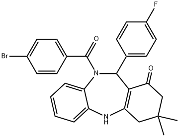 10-(4-bromobenzoyl)-11-(4-fluorophenyl)-3,3-dimethyl-2,3,4,5,10,11-hexahydro-1H-dibenzo[b,e][1,4]diazepin-1-one Structure