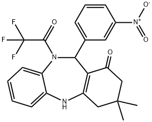 11-{3-nitrophenyl}-3,3-dimethyl-10-(trifluoroacetyl)-2,3,4,5,10,11-hexahydro-1H-dibenzo[b,e][1,4]diazepin-1-one Structure