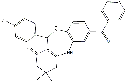 7-benzoyl-11-(4-chlorophenyl)-3,3-dimethyl-2,3,4,5,10,11-hexahydro-1H-dibenzo[b,e][1,4]diazepin-1-one Structure