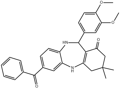 7-benzoyl-11-(3,4-dimethoxyphenyl)-3,3-dimethyl-2,3,4,5,10,11-hexahydro-1H-dibenzo[b,e][1,4]diazepin-1-one Structure