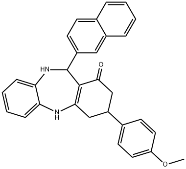 3-(4-methoxyphenyl)-11-(2-naphthyl)-2,3,4,5,10,11-hexahydro-1H-dibenzo[b,e][1,4]diazepin-1-one Struktur