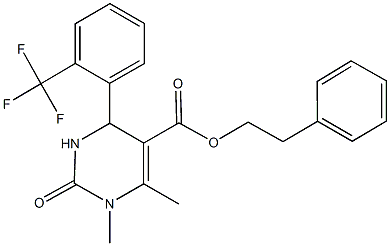 2-phenylethyl 1,6-dimethyl-2-oxo-4-[2-(trifluoromethyl)phenyl]-1,2,3,4-tetrahydro-5-pyrimidinecarboxylate Structure