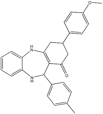 3-(4-methoxyphenyl)-11-(4-methylphenyl)-2,3,4,5,10,11-hexahydro-1H-dibenzo[b,e][1,4]diazepin-1-one 化学構造式
