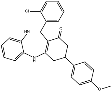 11-(2-chlorophenyl)-3-(4-methoxyphenyl)-2,3,4,5,10,11-hexahydro-1H-dibenzo[b,e][1,4]diazepin-1-one,312622-65-4,结构式