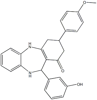 11-(3-hydroxyphenyl)-3-(4-methoxyphenyl)-2,3,4,5,10,11-hexahydro-1H-dibenzo[b,e][1,4]diazepin-1-one Structure