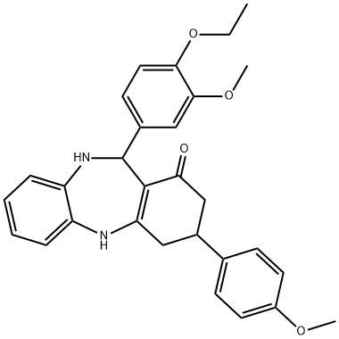11-(4-ethoxy-3-methoxyphenyl)-3-(4-methoxyphenyl)-2,3,4,5,10,11-hexahydro-1H-dibenzo[b,e][1,4]diazepin-1-one 结构式