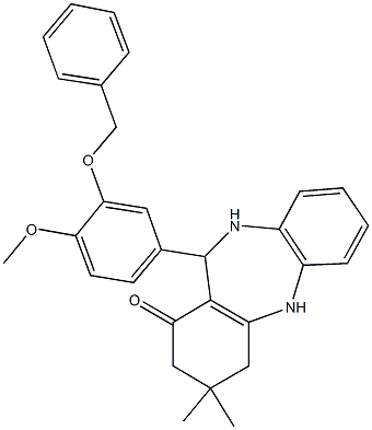 11-[3-(benzyloxy)-4-methoxyphenyl]-3,3-dimethyl-2,3,4,5,10,11-hexahydro-1H-dibenzo[b,e][1,4]diazepin-1-one Structure