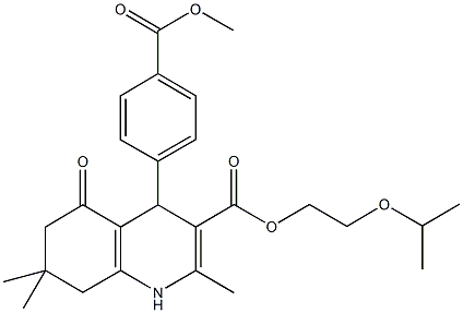 2-isopropoxyethyl 4-[4-(methoxycarbonyl)phenyl]-2,7,7-trimethyl-5-oxo-1,4,5,6,7,8-hexahydro-3-quinolinecarboxylate 结构式