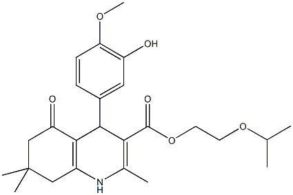 312622-95-0 2-isopropoxyethyl 4-(3-hydroxy-4-methoxyphenyl)-2,7,7-trimethyl-5-oxo-1,4,5,6,7,8-hexahydro-3-quinolinecarboxylate