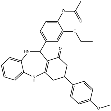 2-ethoxy-4-[3-(4-methoxyphenyl)-1-oxo-2,3,4,5,10,11-hexahydro-1H-dibenzo[b,e][1,4]diazepin-11-yl]phenyl acetate Structure