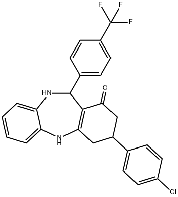 3-(4-chlorophenyl)-11-[4-(trifluoromethyl)phenyl]-2,3,4,5,10,11-hexahydro-1H-dibenzo[b,e][1,4]diazepin-1-one 结构式