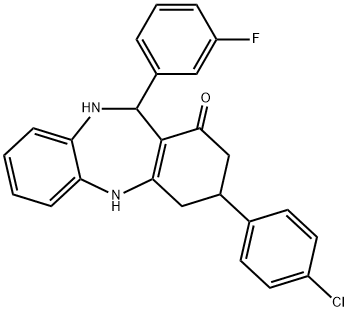 3-(4-chlorophenyl)-11-(3-fluorophenyl)-2,3,4,5,10,11-hexahydro-1H-dibenzo[b,e][1,4]diazepin-1-one 化学構造式