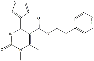 2-phenylethyl 1,6-dimethyl-2-oxo-4-(3-thienyl)-1,2,3,4-tetrahydro-5-pyrimidinecarboxylate Struktur