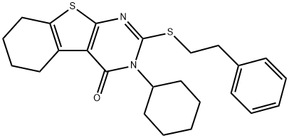 3-cyclohexyl-2-[(2-phenylethyl)sulfanyl]-5,6,7,8-tetrahydro[1]benzothieno[2,3-d]pyrimidin-4(3H)-one,312625-89-1,结构式
