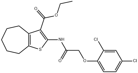 ethyl 2-{[(2,4-dichlorophenoxy)acetyl]amino}-5,6,7,8-tetrahydro-4H-cyclohepta[b]thiophene-3-carboxylate Struktur