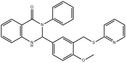 2-{4-methoxy-3-[(2-pyridinylsulfanyl)methyl]phenyl}-3-phenyl-2,3-dihydro-4(1H)-quinazolinone Structure