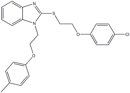 2-{[2-(4-chlorophenoxy)ethyl]sulfanyl}-1-[2-(4-methylphenoxy)ethyl]-1H-benzimidazole 化学構造式