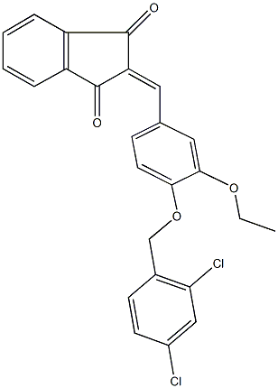 2-{4-[(2,4-dichlorobenzyl)oxy]-3-ethoxybenzylidene}-1H-indene-1,3(2H)-dione,312632-39-6,结构式
