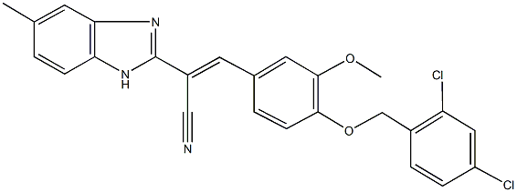 3-{4-[(2,4-dichlorobenzyl)oxy]-3-methoxyphenyl}-2-(5-methyl-1H-benzimidazol-2-yl)acrylonitrile Structure