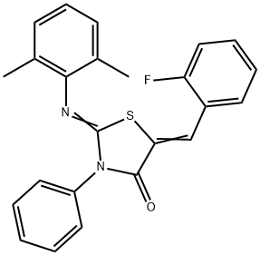 2-[(2,6-dimethylphenyl)imino]-5-(2-fluorobenzylidene)-3-phenyl-1,3-thiazolidin-4-one,312632-52-3,结构式