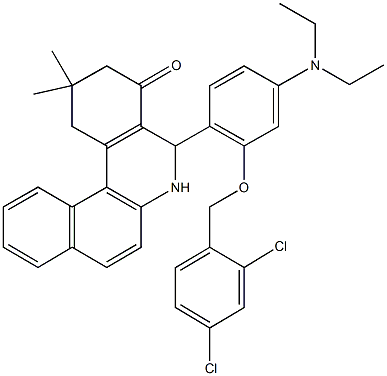 5-[2-[(2,4-dichlorobenzyl)oxy]-4-(diethylamino)phenyl]-2,2-dimethyl-2,3,5,6-tetrahydrobenzo[a]phenanthridin-4(1H)-one 化学構造式