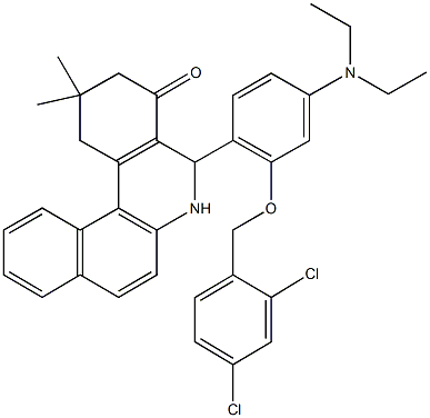 5-[2-[(2,4-dichlorobenzyl)oxy]-4-(diethylamino)phenyl]-2,2-dimethyl-2,3,5,6-tetrahydrobenzo[a]phenanthridin-4(1H)-one Structure