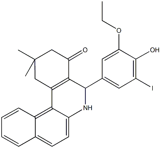 5-(3-ethoxy-4-hydroxy-5-iodophenyl)-2,2-dimethyl-2,3,5,6-tetrahydrobenzo[a]phenanthridin-4(1H)-one Struktur