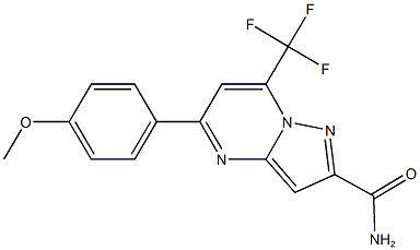 5-(4-methoxyphenyl)-7-(trifluoromethyl)pyrazolo[1,5-a]pyrimidine-2-carboxamide Struktur