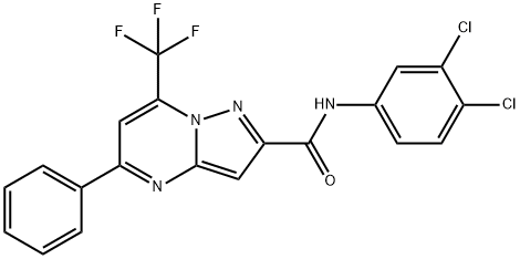 N-(3,4-dichlorophenyl)-5-phenyl-7-(trifluoromethyl)pyrazolo[1,5-a]pyrimidine-2-carboxamide 化学構造式