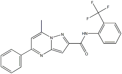 7-methyl-5-phenyl-N-[2-(trifluoromethyl)phenyl]pyrazolo[1,5-a]pyrimidine-2-carboxamide 化学構造式