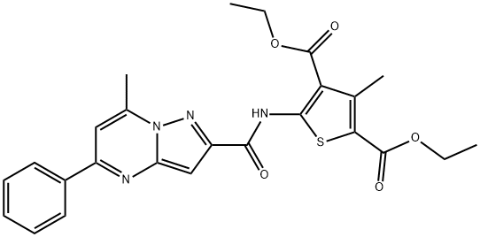 diethyl 3-methyl-5-{[(7-methyl-5-phenylpyrazolo[1,5-a]pyrimidin-2-yl)carbonyl]amino}-2,4-thiophenedicarboxylate,312635-09-9,结构式