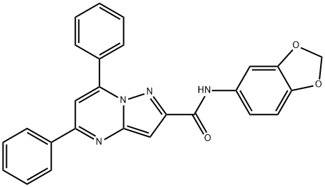 N-(1,3-benzodioxol-5-yl)-5,7-diphenylpyrazolo[1,5-a]pyrimidine-2-carboxamide,312635-76-0,结构式