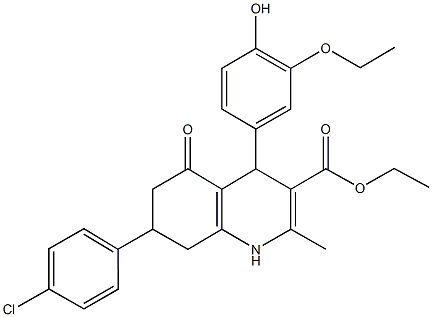 ethyl 7-(4-chlorophenyl)-4-(3-ethoxy-4-hydroxyphenyl)-2-methyl-5-oxo-1,4,5,6,7,8-hexahydro-3-quinolinecarboxylate|