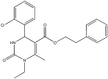 2-phenylethyl 4-(2-chlorophenyl)-1-ethyl-6-methyl-2-oxo-1,2,3,4-tetrahydro-5-pyrimidinecarboxylate Struktur