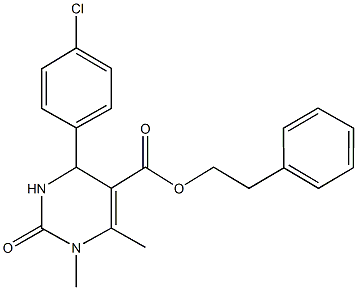 2-phenylethyl 4-(4-chlorophenyl)-1,6-dimethyl-2-oxo-1,2,3,4-tetrahydro-5-pyrimidinecarboxylate 化学構造式