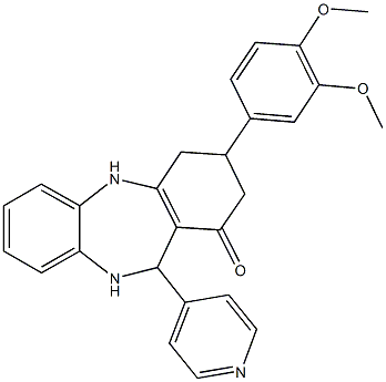 3-(3,4-dimethoxyphenyl)-11-(4-pyridinyl)-2,3,4,5,10,11-hexahydro-1H-dibenzo[b,e][1,4]diazepin-1-one Structure