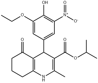 isopropyl 4-{3-ethoxy-4-hydroxy-5-nitrophenyl}-2-methyl-5-oxo-1,4,5,6,7,8-hexahydro-3-quinolinecarboxylate 结构式