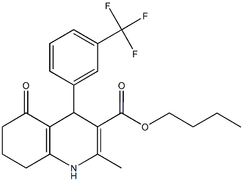 butyl 2-methyl-5-oxo-4-[3-(trifluoromethyl)phenyl]-1,4,5,6,7,8-hexahydro-3-quinolinecarboxylate Structure