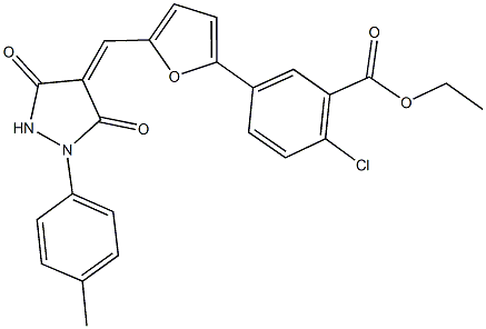ethyl 2-chloro-5-(5-{[1-(4-methylphenyl)-3,5-dioxo-4-pyrazolidinylidene]methyl}-2-furyl)benzoate,312706-38-0,结构式