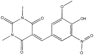 5-{4-hydroxy-3-nitro-5-methoxybenzylidene}-1,3-dimethyl-2,4,6(1H,3H,5H)-pyrimidinetrione Structure