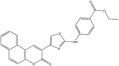 ethyl 4-{[4-(3-oxo-3H-benzo[f]chromen-2-yl)-1,3-thiazol-2-yl]amino}benzoate 结构式