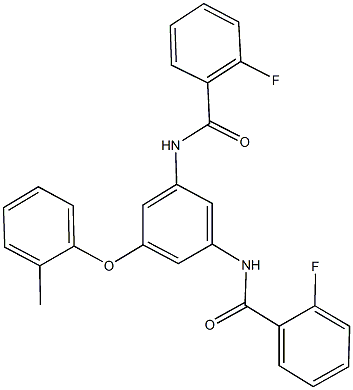 2-fluoro-N-[3-[(2-fluorobenzoyl)amino]-5-(2-methylphenoxy)phenyl]benzamide Structure