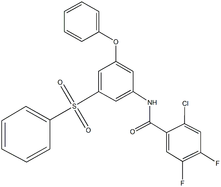 2-chloro-4,5-difluoro-N-[3-phenoxy-5-(phenylsulfonyl)phenyl]benzamide,312707-53-2,结构式
