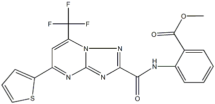 methyl 2-({[5-(2-thienyl)-7-(trifluoromethyl)[1,2,4]triazolo[1,5-a]pyrimidin-2-yl]carbonyl}amino)benzoate 化学構造式
