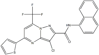 3-chloro-N-(1-naphthyl)-5-(2-thienyl)-7-(trifluoromethyl)pyrazolo[1,5-a]pyrimidine-2-carboxamide 结构式