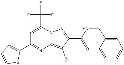 N-benzyl-3-chloro-5-(2-thienyl)-7-(trifluoromethyl)pyrazolo[1,5-a]pyrimidine-2-carboxamide 化学構造式